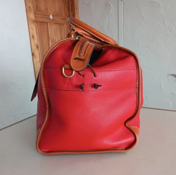 Dooney & Bourke 1990's Gladstone Weekender Luggage, Red AWL - Picture 6 of 16